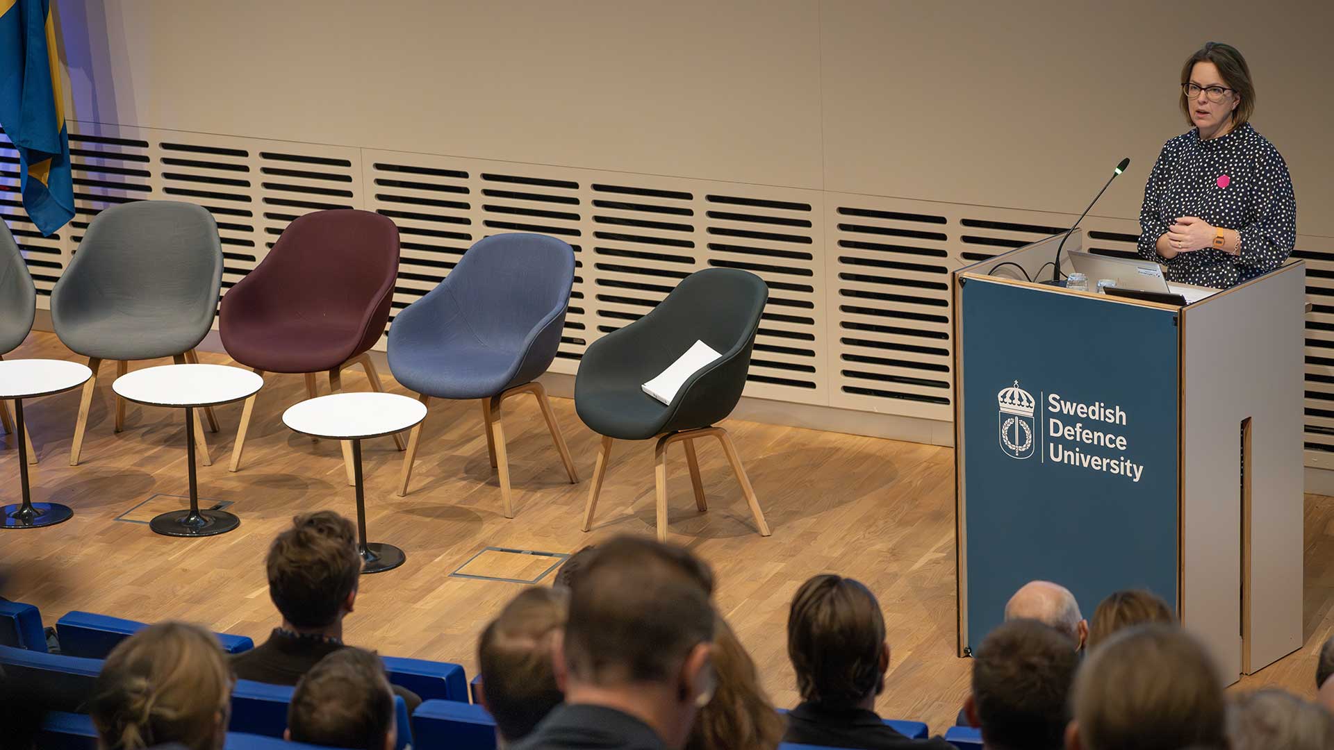 En av talarna på CNAD-dagen var Zoe White från Nato HQ. Foto: Staffan Ekstrand/FMV