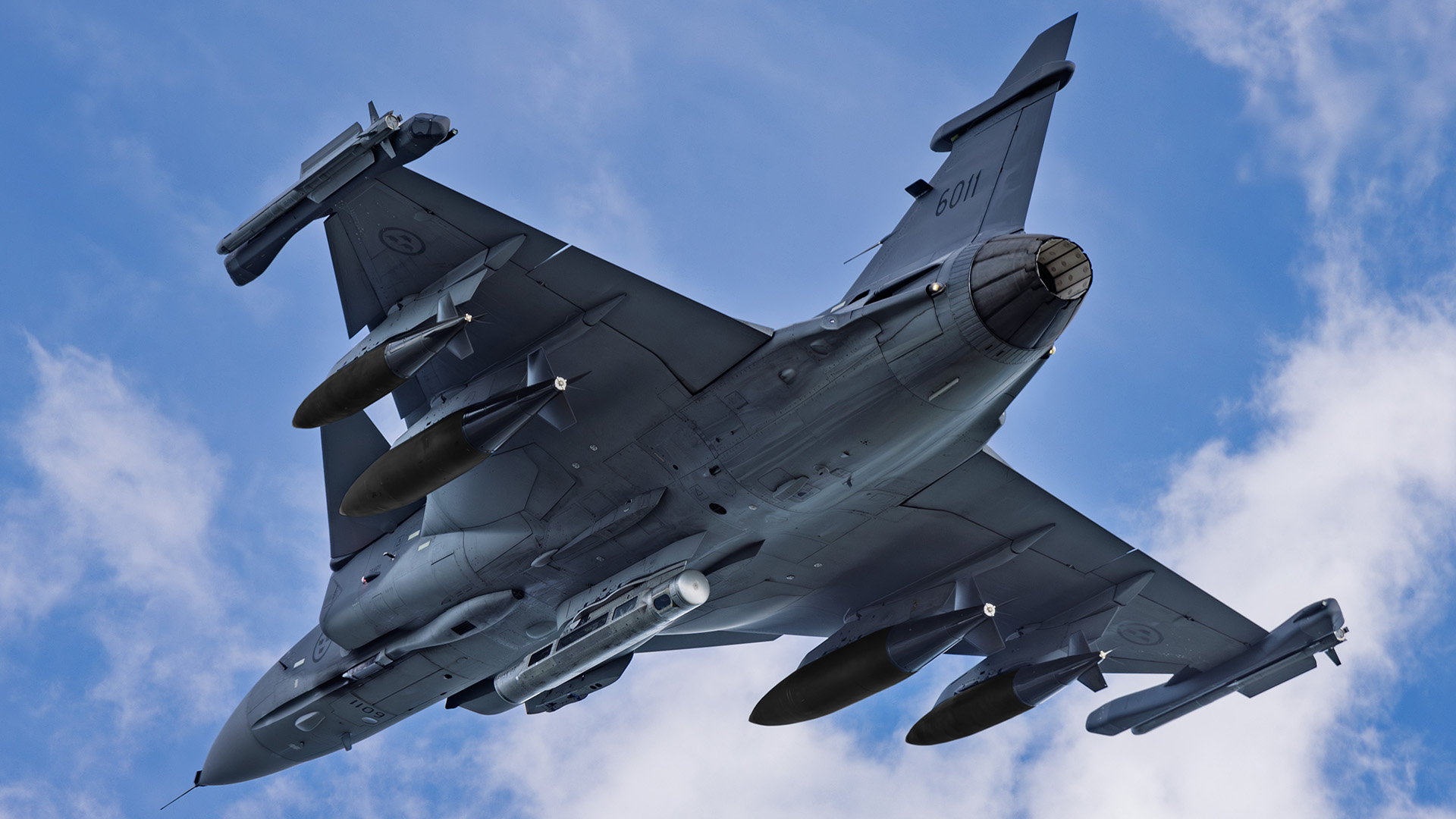 Mk82-bomber på Jas 39 Gripen E. Foto: Saab AB, Jörgen Ericsson