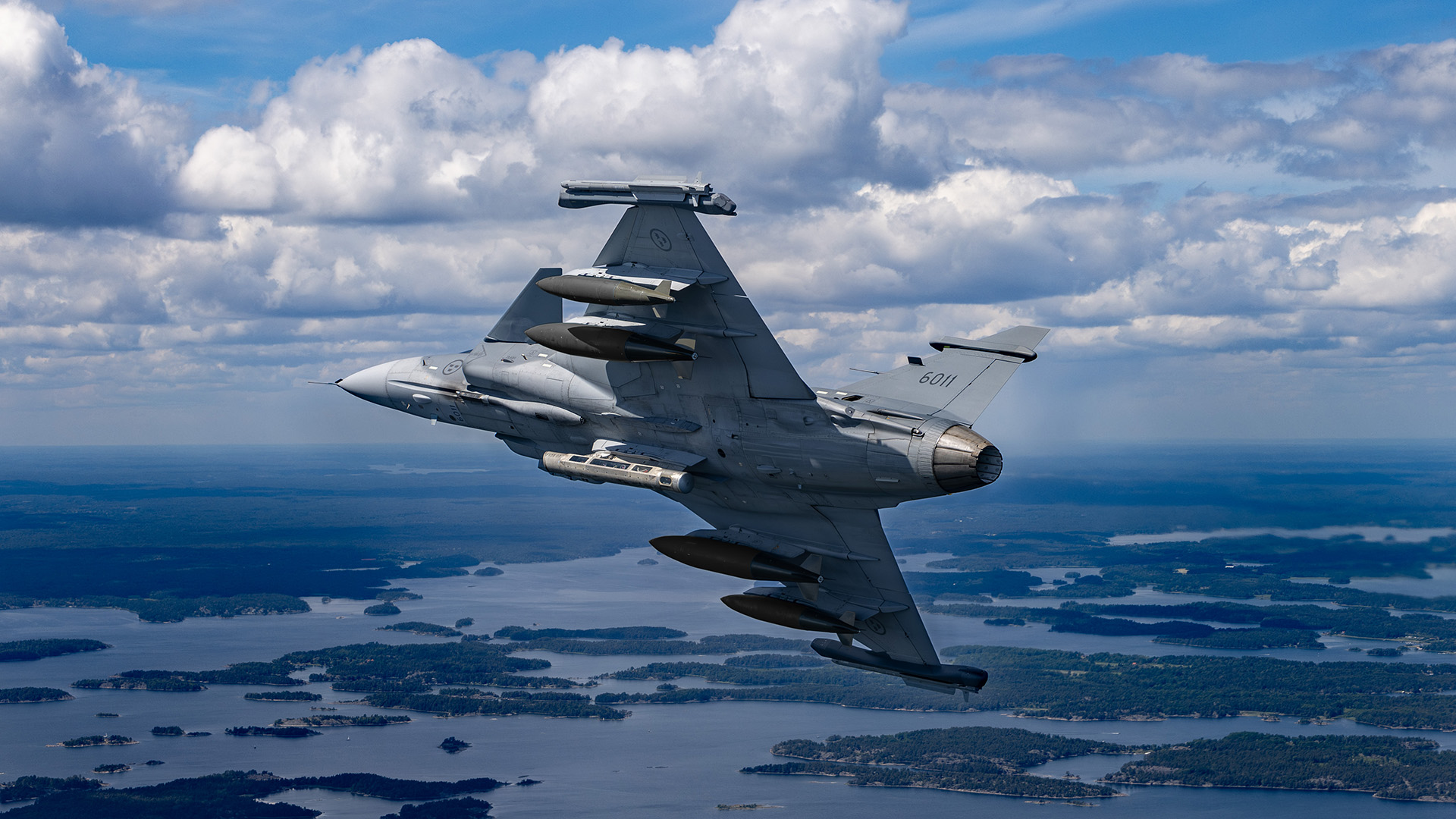 Mk82-bomber på Jas 39 Gripen E. Foto: Saab AB, Jörgen Ericsson