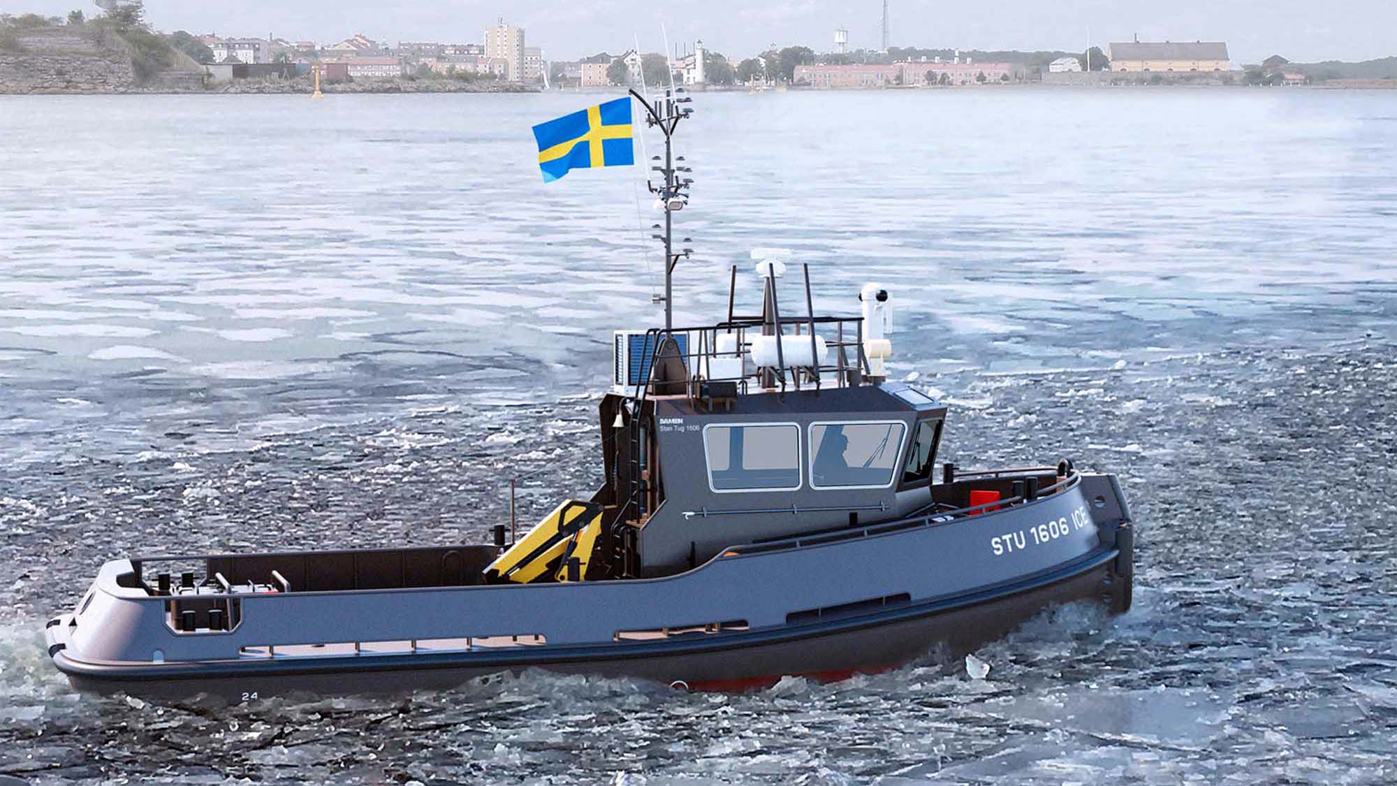 Hamnbogserarna kommer att ha en längd på sjutton meter och en bredd på sex meter. De föreslagna namnen är Hermes, Heros, Hera och Hebe. Foto: Damen