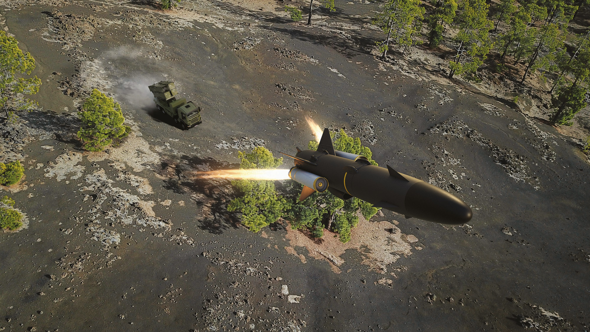 RBS 15 avfyras från lastbil. 