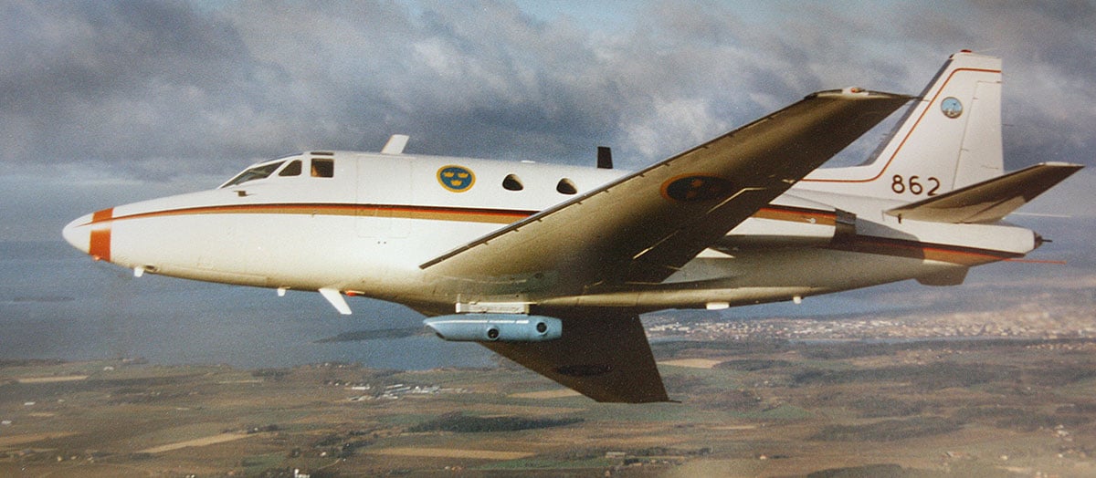 Sabreliner aircraft in the air