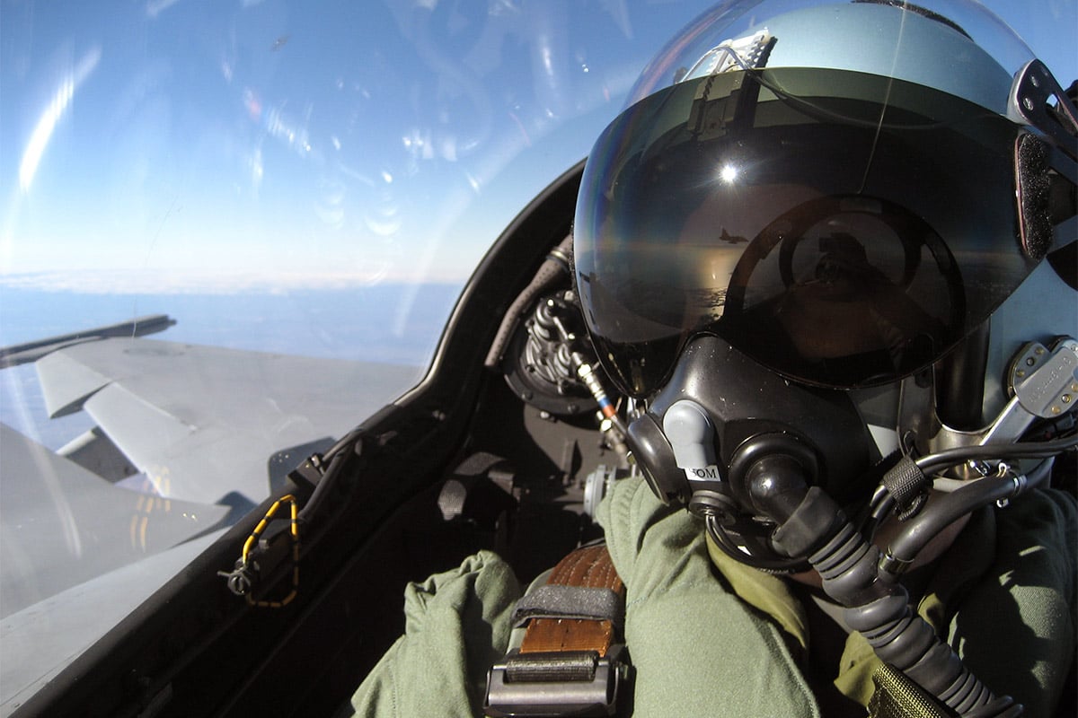 JAS 39 Gripen pilot selfie in cockpit