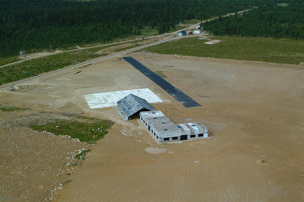 Aerial photo of a static target in form of buildings